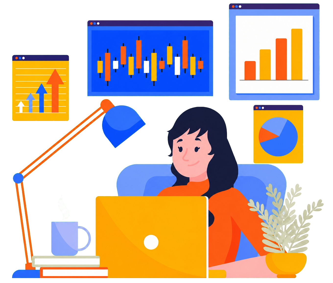 Trader monitoring gold market charts and performance analytics